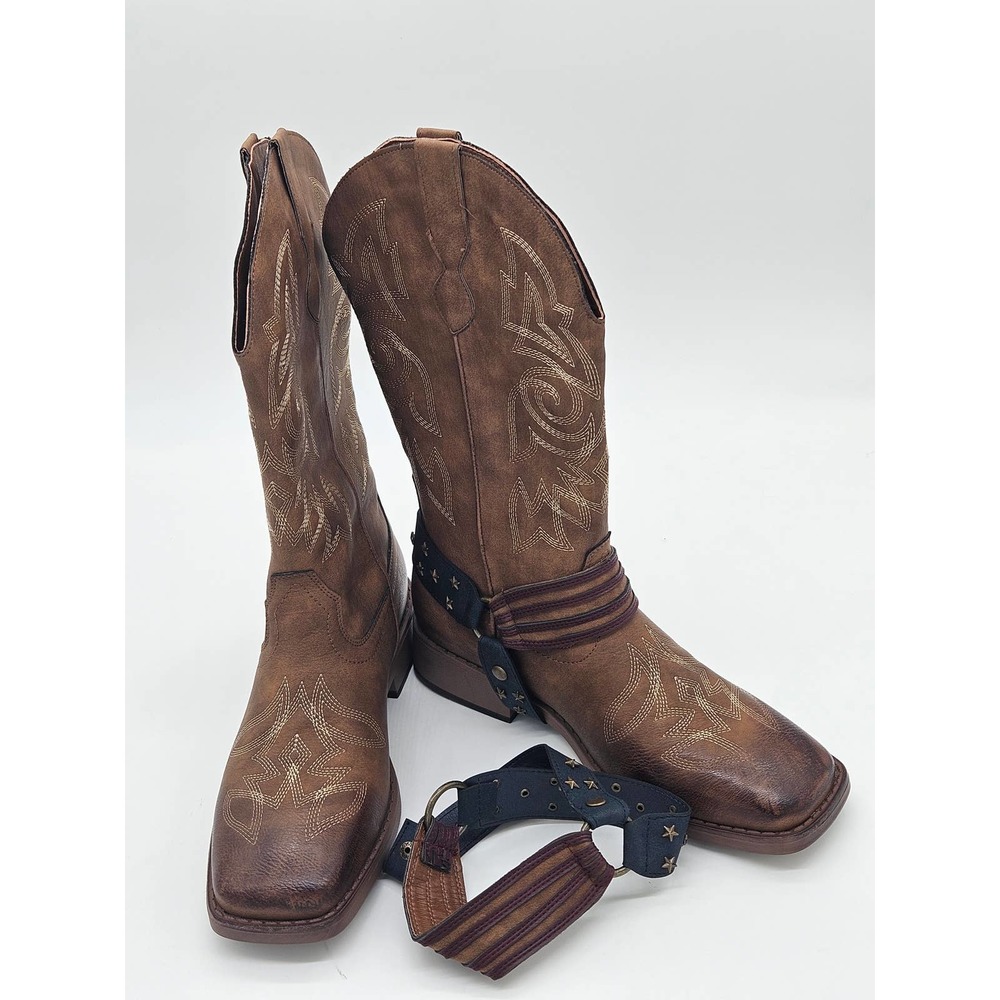 New Ladies Shesole Premium Square Toe Cowgirl Boots Size (39) Size 8